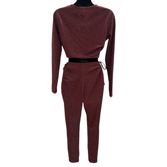 Savage X Fenty Rianna Sleep & Shine Set in Metallic Maroon - Picture 5 of 12